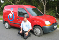 Photo of Chris Mullins and a Switch Entertainment van